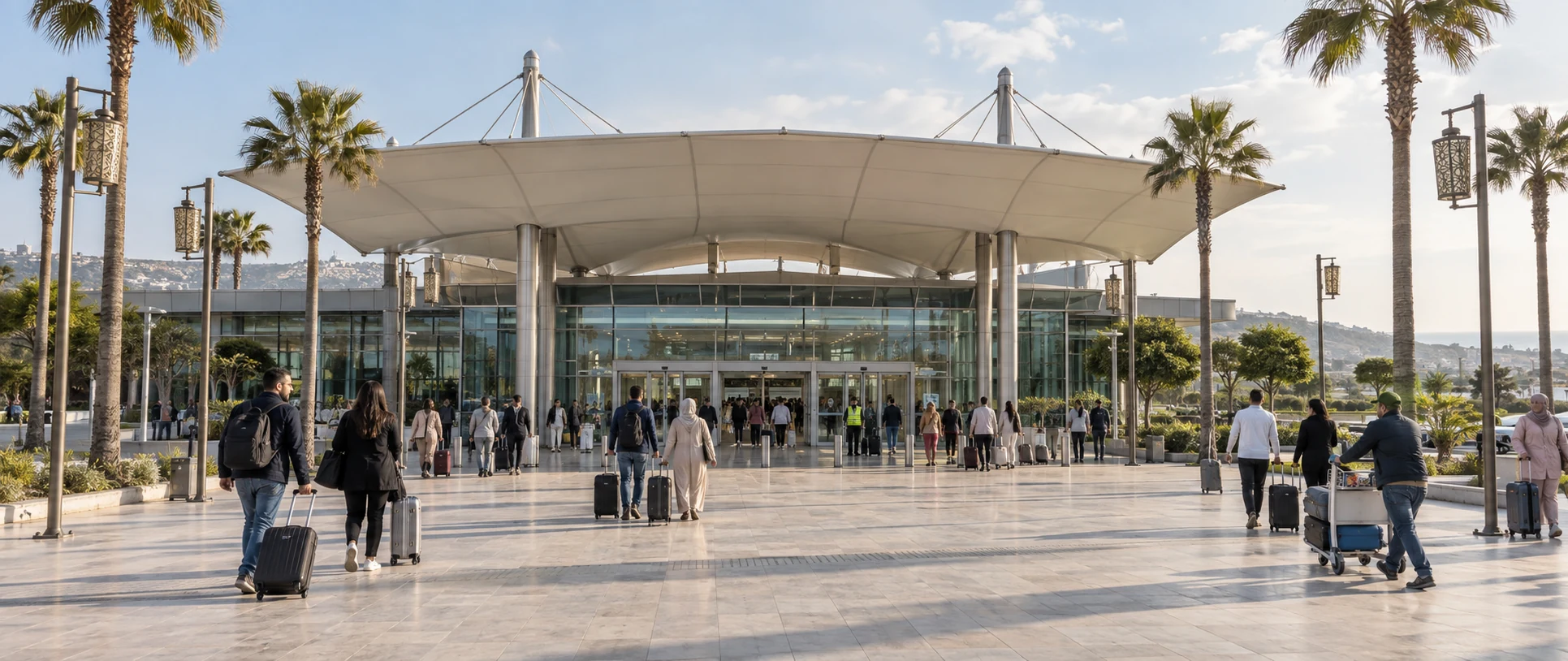 Offene Straße in Nordmarokko für eine Fahrt ab Flughafen Tanger Ibn Battouta